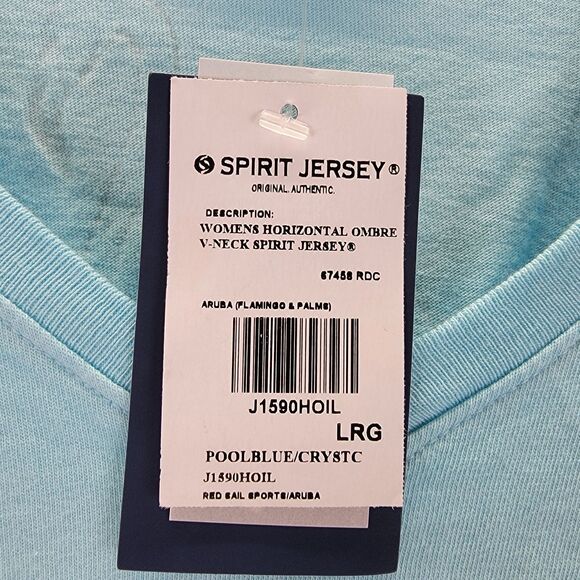 Spirit Jersey Womens Size L Ombre V Neck Aruba Tourist Long Sleeve Relaxed NWT - Picture 5 of 8